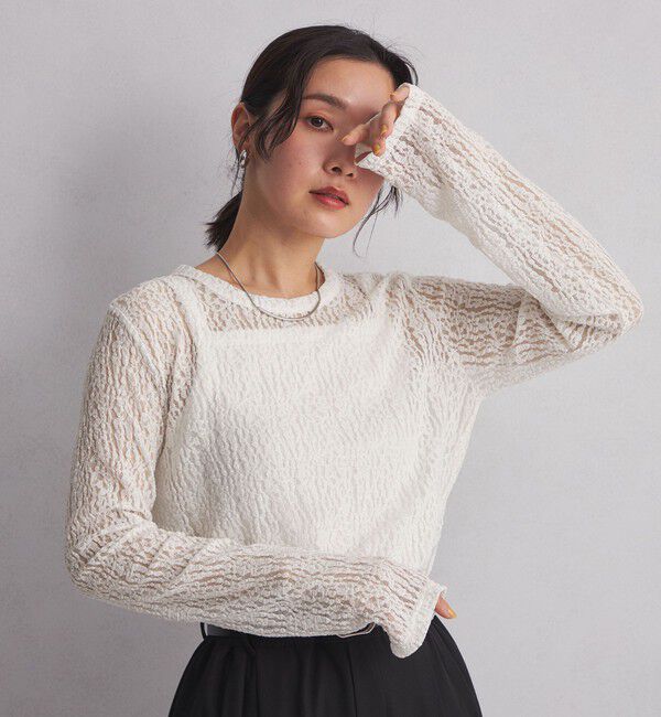 UNITED ARROWS green label relaxing「【WEB限定】＜at ease＞レース プルオーバー カットソー」|Tシャツ・カットソー|WHITE