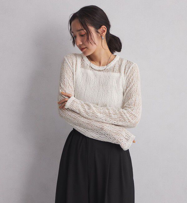 UNITED ARROWS green label relaxing「【WEB限定】＜at ease＞レース プルオーバー カットソー」|Tシャツ・カットソー|