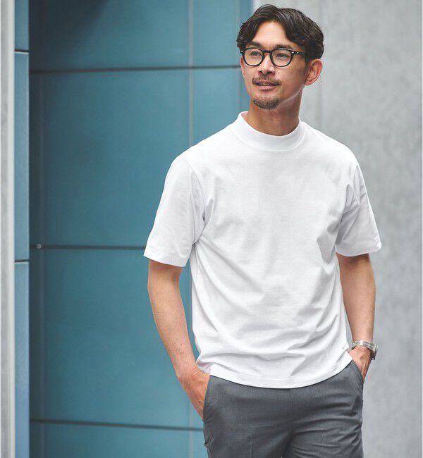 UNITED ARROWS green label relaxing「【WEB限定】JUST fit デイリー モック 半袖 Ｔシャツ カットソー -吸水速乾・抗菌-」|Tシャツ・カットソー|WHITE
