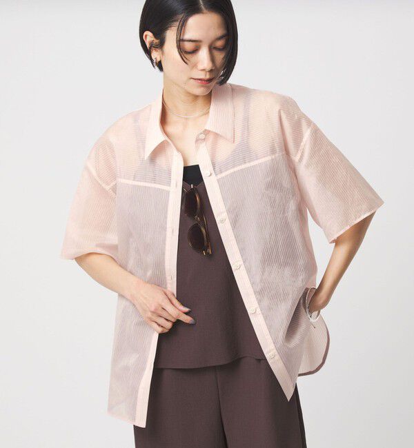 UNITED ARROWS green label relaxing「【結論シリーズ】リボンハイウエストシャツ［size SHORTあり］」|シャツ・ブラウス|LT.PINK