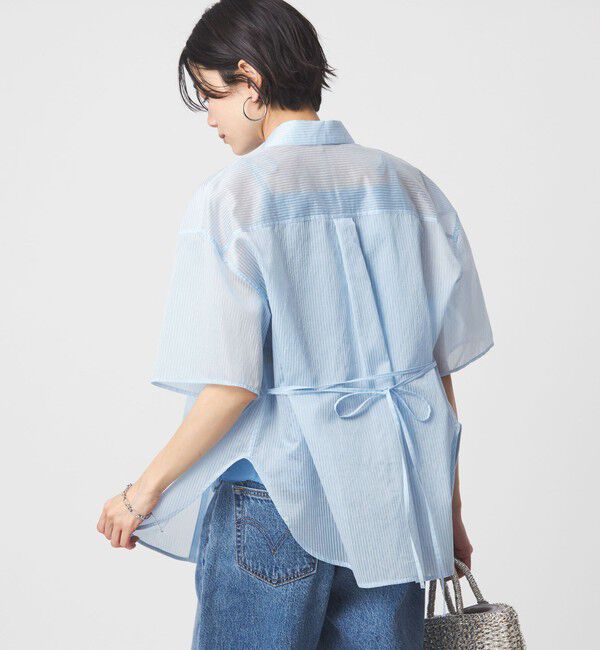 UNITED ARROWS green label relaxing「【結論シリーズ】リボンハイウエストシャツ［size SHORTあり］」|シャツ・ブラウス|