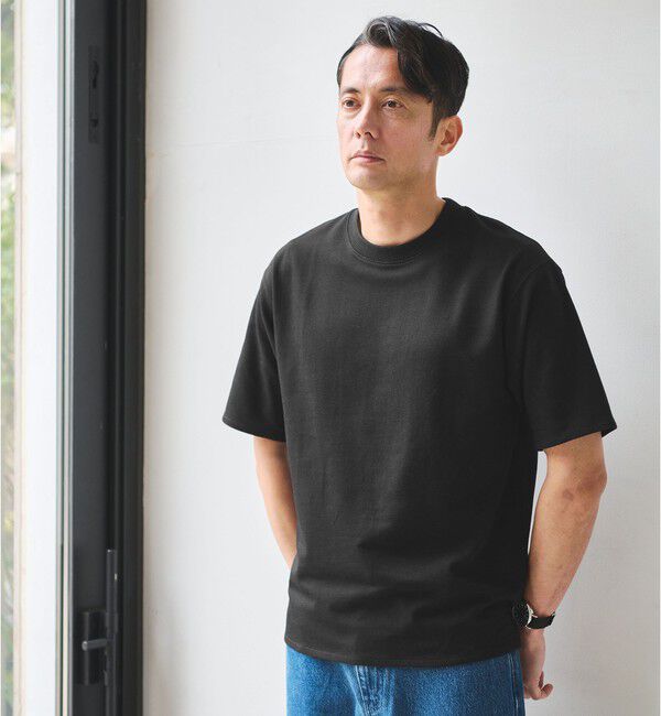 UNITED ARROWS green label relaxing「ダブルフェイス クルーネック 半袖 Tシャツ カットソー -吸水速乾・抗菌-」|Tシャツ・カットソー|BLACK