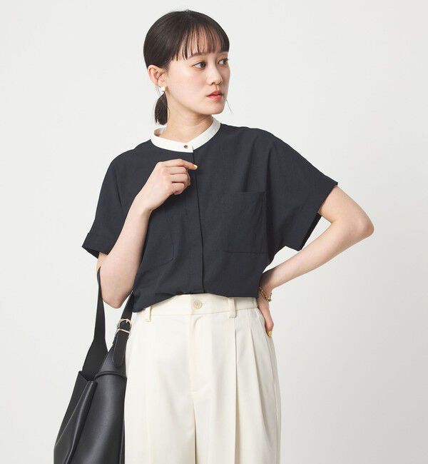 UNITED ARROWS green label relaxing「Breeze Cool ポケット シャツ マシンウォッシャブル 吸水速乾 通気性 UVカット」|シャツ・ブラウス|NAVY