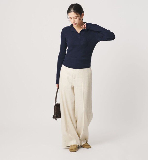 BEAUTY&YOUTH UNITED ARROWS「コットンリブ オープンカラーニット ウォッシャブル」|ニット・セーター|