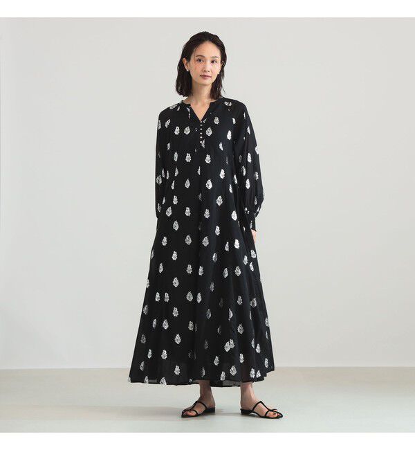 Demi-Luxe BEAMS 「ne Quittez pas / ボイル フラワー ロングスリーブ ワンピース」|ワンピース|別注BLACK