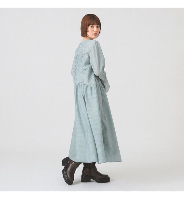 Ray BEAMS 「シアー ドロスト ギャザー ワンピース」|ワンピース|BLUE
