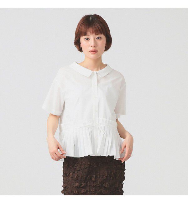 Ray BEAMS 「プリーツ キリカエ ハーフスリーブ シャツ」|シャツ・ブラウス|WHITE