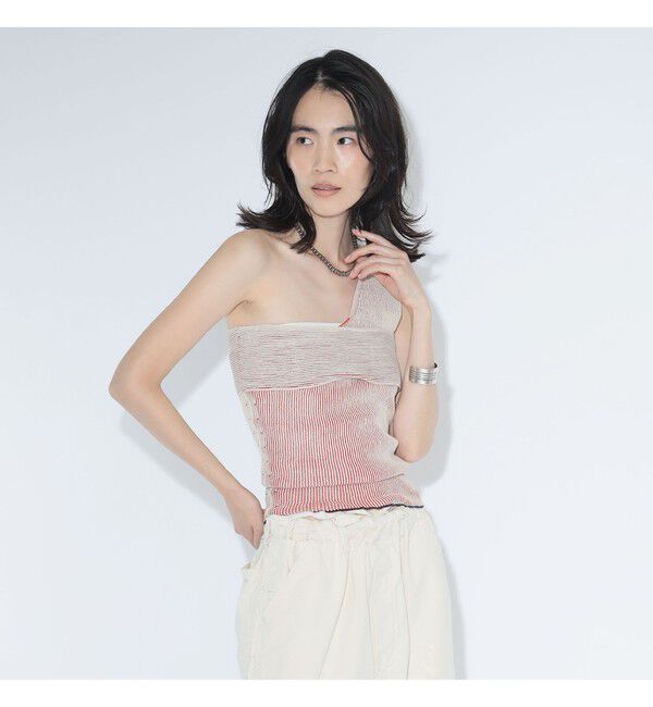 BEAMSBOY「maturely / プレーティング ワンショルダー ベスト」|ベスト・ジレ|