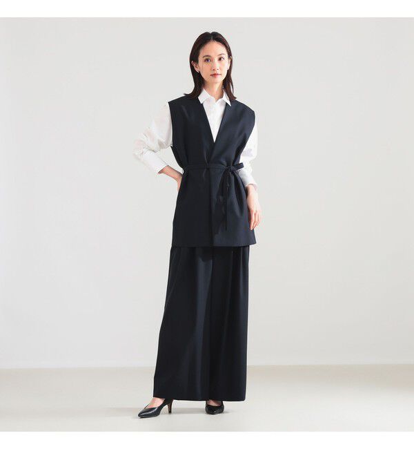 Demi-Luxe BEAMS 「【別注】ATON / ウールトロピカル ノーカラー ジレ」|ベスト・ジレ|