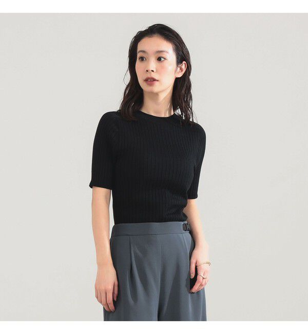 Demi-Luxe BEAMS 「AK+1 / 18ゲージ ワイドリブ プルオーバー」|ニット・セーター|BLACK