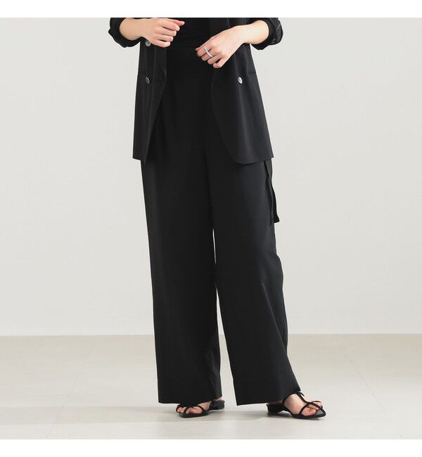 Demi-Luxe BEAMS 「AK+1 / シアー サイドベルト パンツ」|チノ|BLACK