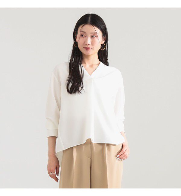 Demi-Luxe BEAMS 「ストレッチ サテン ブラウス」|シャツ・ブラウス|WHITE