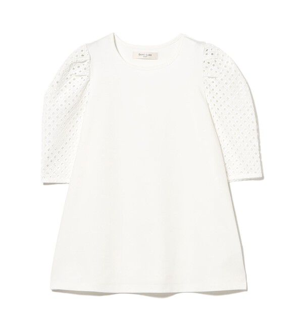 Demi-Luxe BEAMS 「刺繍レース スリーブ Tシャツ」|Tシャツ・カットソー|