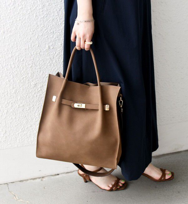 SHIPS any「《一部追加予約》SHIPS any: A4 メタル フィッティング トート バッグ」|トートバッグ|キャメル