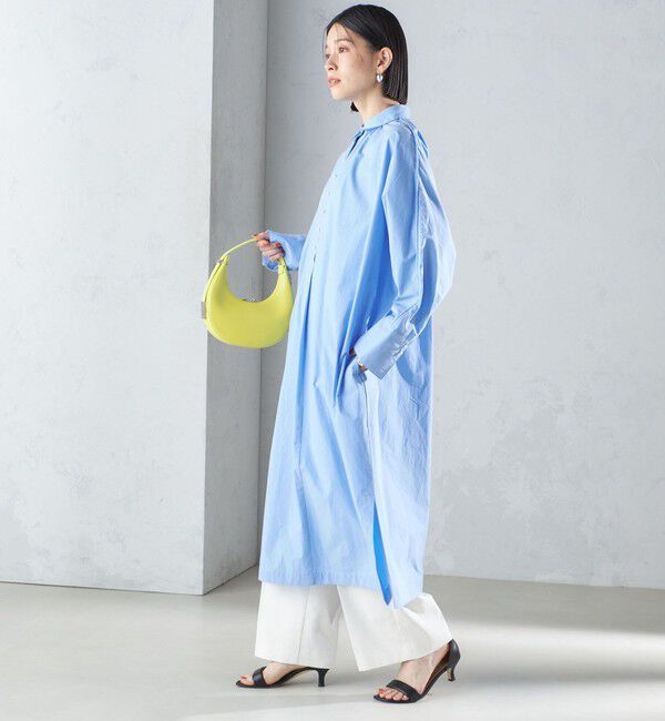 SHIPS for women「〈手洗い可能〉近江晒 タイプライター パールモチーフ ワンピース 24SS ◇」|ワンピース|