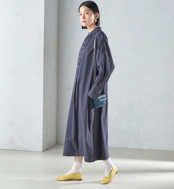 SHIPS for women「〈手洗い可能〉近江晒 タイプライター パールモチーフ ワンピース 24SS ◇」|ワンピース|