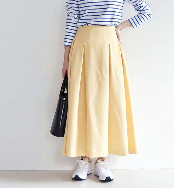 quaranciel「quaranciel:〈手洗い可能〉クリスピー リネン タック フレア スカート（セットアップ対応）」|スカート|