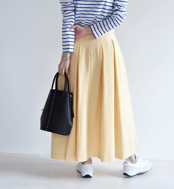 quaranciel「quaranciel:〈手洗い可能〉クリスピー リネン タック フレア スカート（セットアップ対応）」|スカート|