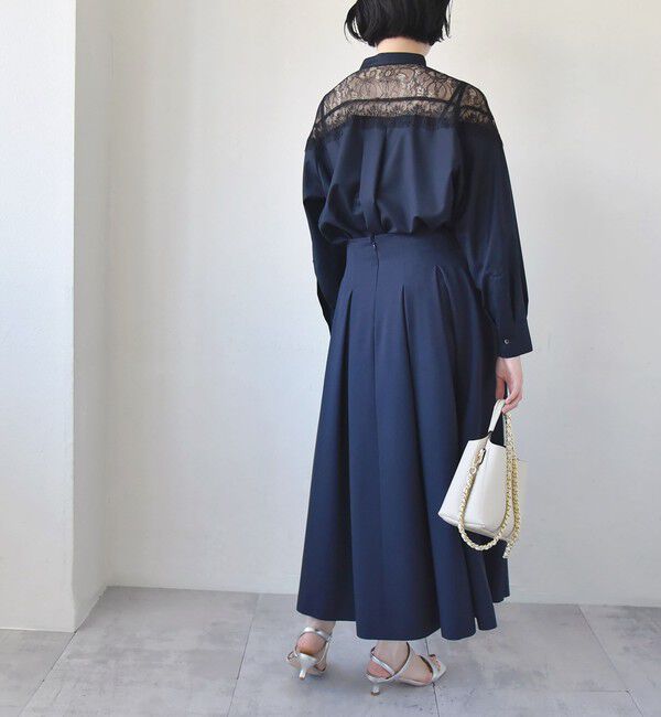 quaranciel「quaranciel:〈手洗い可能〉クリスピー リネン タック フレア スカート（セットアップ対応）」|スカート|