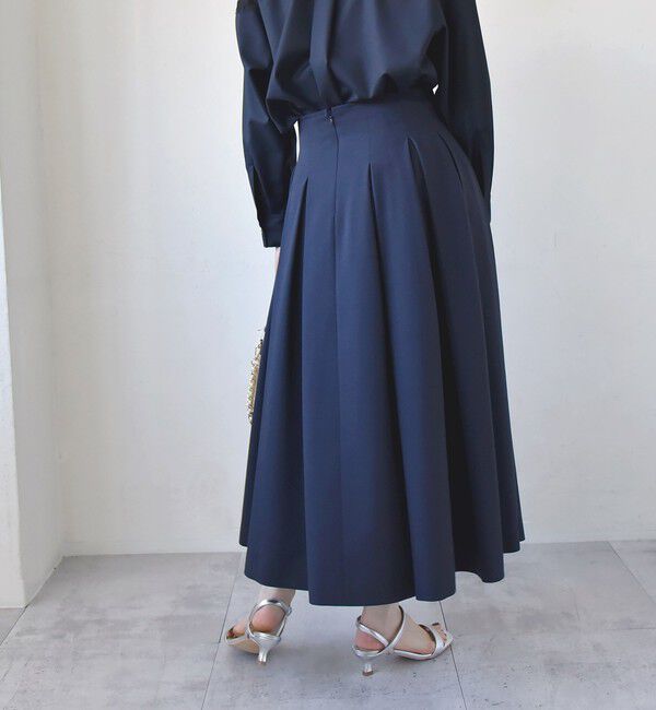 quaranciel「quaranciel:〈手洗い可能〉クリスピー リネン タック フレア スカート（セットアップ対応）」|スカート|