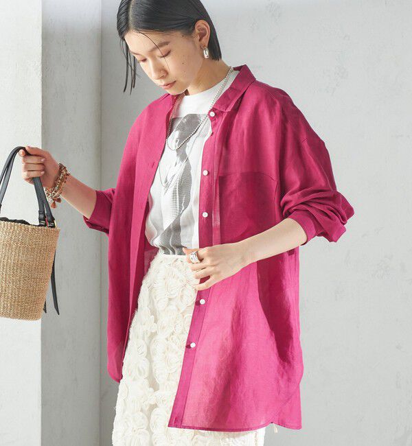 SHIPS for women「〈手洗い可能〉IMPERIAL LINEN オーバー シャツ」|シャツ・ブラウス|ピンク系