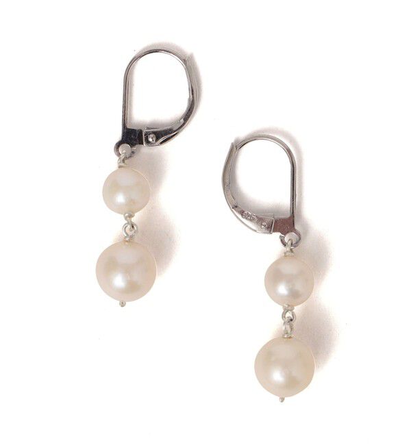 SHIPS for women「PEARL INTERNATIONAL:ダブル パール モチーフ ピアス」|ピアス|ライトホワイト