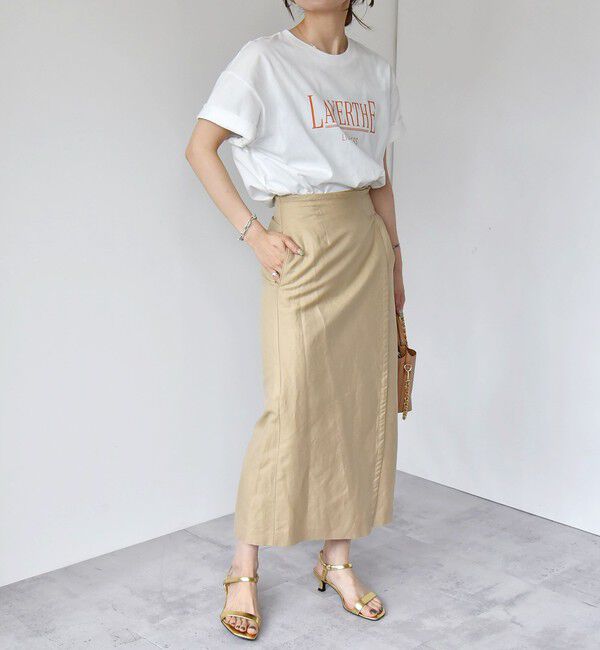 quaranciel「quaranciel:〈洗濯機可能〉クルーネック コットン ロゴ プリント TEE」|Tシャツ・カットソー|