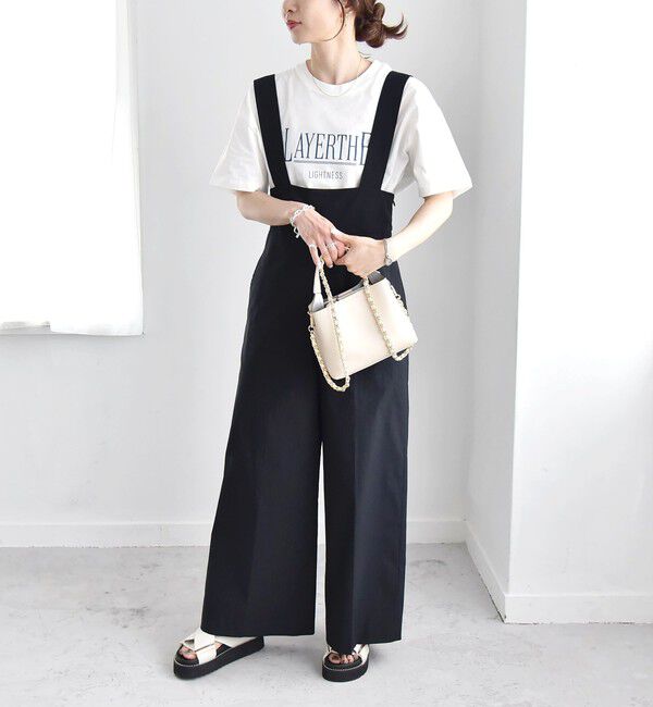 quaranciel「quaranciel:〈洗濯機可能〉クルーネック コットン ロゴ プリント TEE」|Tシャツ・カットソー|