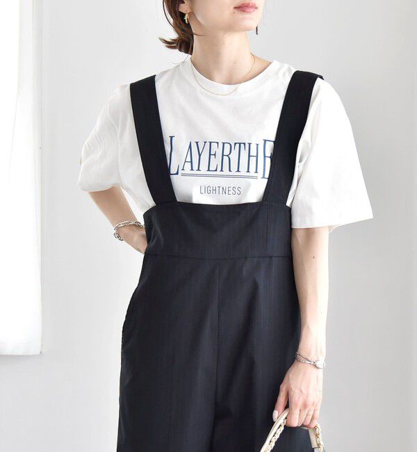 quaranciel「quaranciel:〈洗濯機可能〉クルーネック コットン ロゴ プリント TEE」|Tシャツ・カットソー|