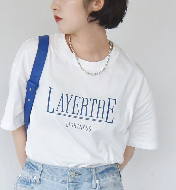 quaranciel「quaranciel:〈洗濯機可能〉クルーネック コットン ロゴ プリント TEE」|Tシャツ・カットソー|
