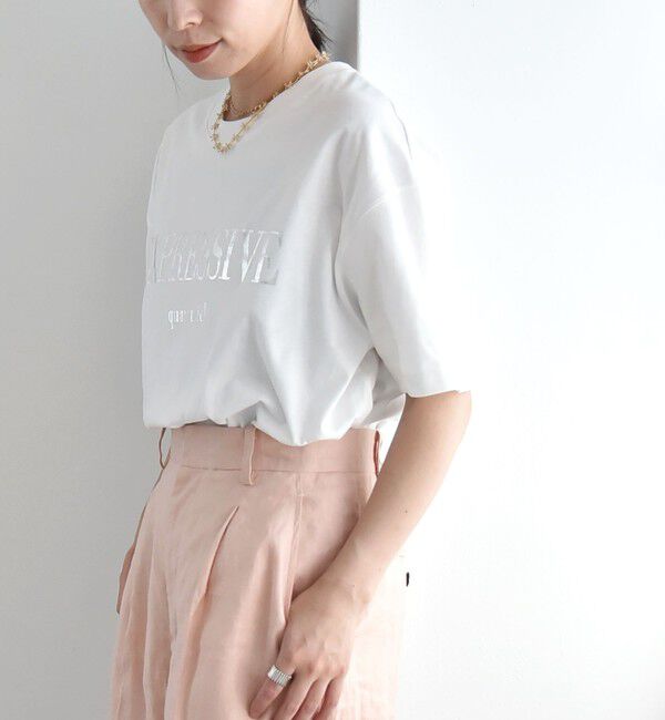 quaranciel「quaranciel:〈洗濯機可能〉クルーネック コットン ロゴ プリント TEE」|Tシャツ・カットソー|ホワイト系3