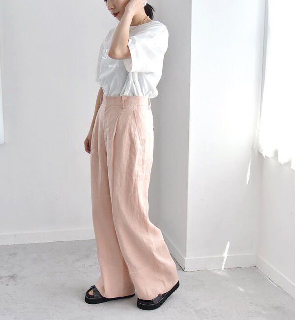 quaranciel「quaranciel:〈洗濯機可能〉クルーネック コットン ロゴ プリント TEE」|Tシャツ・カットソー|