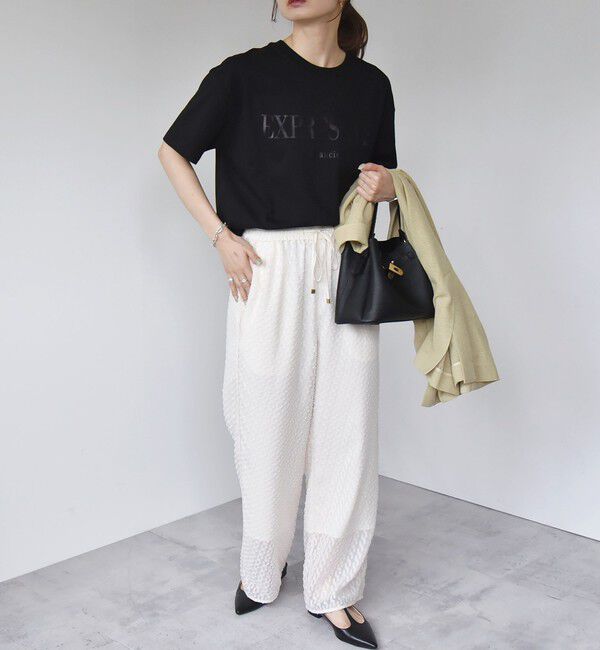 quaranciel「quaranciel:〈洗濯機可能〉クルーネック コットン ロゴ プリント TEE」|Tシャツ・カットソー|