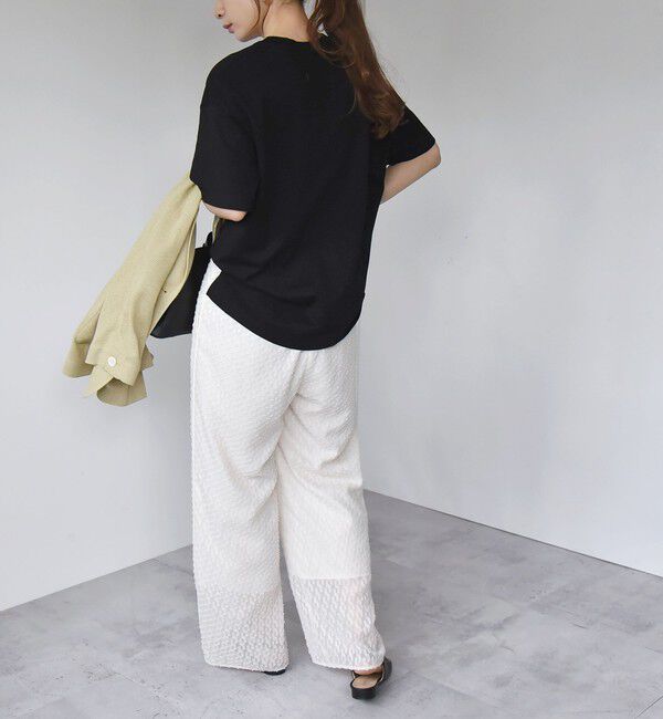 quaranciel「quaranciel:〈洗濯機可能〉クルーネック コットン ロゴ プリント TEE」|Tシャツ・カットソー|