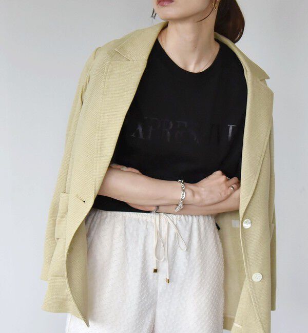 quaranciel「quaranciel:〈洗濯機可能〉クルーネック コットン ロゴ プリント TEE」|Tシャツ・カットソー|