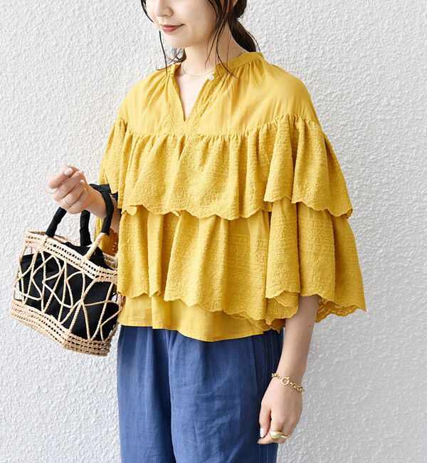 SHIPS any「bon_meur:〈洗濯機可能〉レース ティアード ボリューム ブラウス」|シャツ・ブラウス|