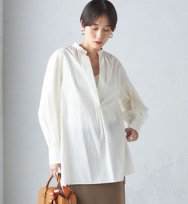 SHIPS for women「〈手洗い可能〉コットン ギャザー チュニック ブラウス」|シャツ・ブラウス|