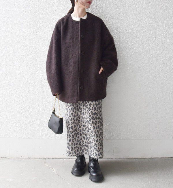 SHIPS any「SHIPS any: シャギー ノーカラー コクーン コート」|ノーカラーコート|