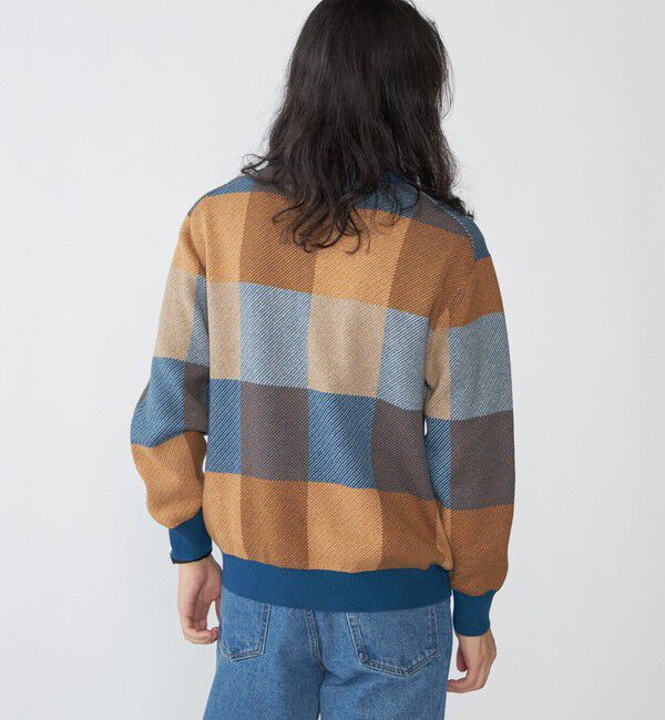 SHIPS「SHIPS:〈手洗い可能〉コットン カシミヤ チェック クルーネック ニット」|ニット・セーター|