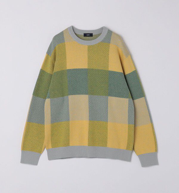 SHIPS「SHIPS:〈手洗い可能〉コットン カシミヤ チェック クルーネック ニット」|ニット・セーター|