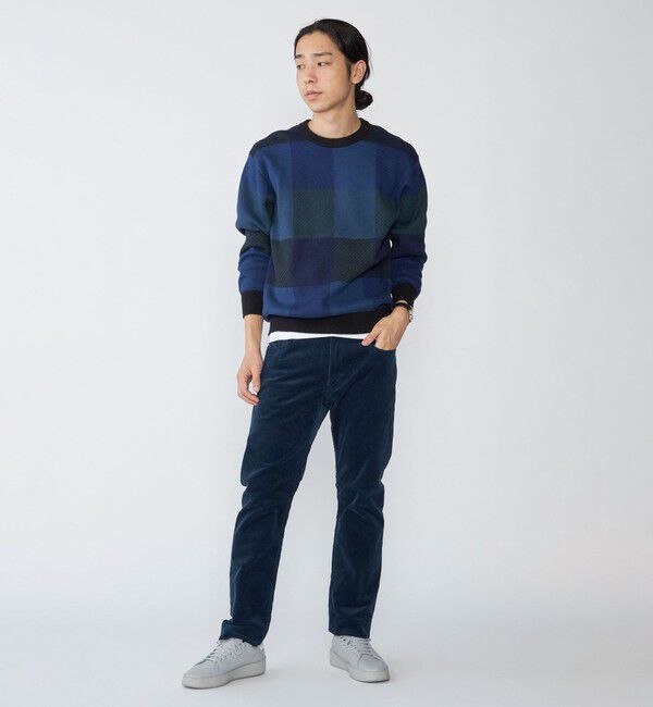 SHIPS「SHIPS:〈手洗い可能〉コットン カシミヤ チェック クルーネック ニット」|ニット・セーター|