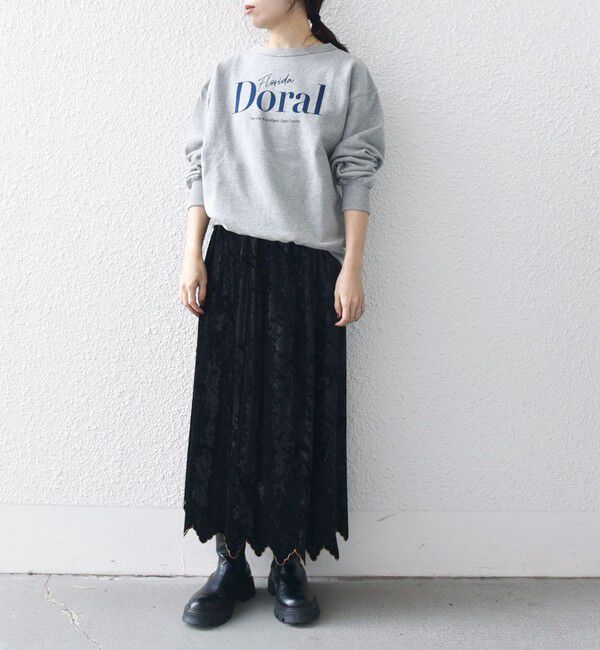 SHIPS any「bon_meur:〈手洗い可能〉クラッシュ ベロア シャーリング 2WAY スカート」|フレア|