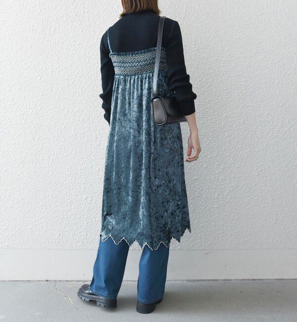 SHIPS any「bon_meur:〈手洗い可能〉クラッシュ ベロア シャーリング 2WAY スカート」|フレア|