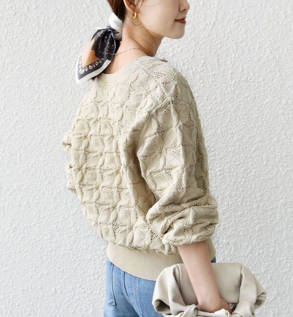 SHIPS for women「【WEB限定】〈洗濯機可能〉2WAY フラワー ジャカード ハーフ ジップ プルオーバー」|ニット・セーター|