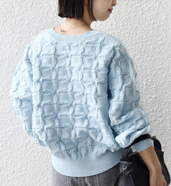 SHIPS for women「【WEB限定】〈洗濯機可能〉2WAY フラワー ジャカード ハーフ ジップ プルオーバー」|ニット・セーター|