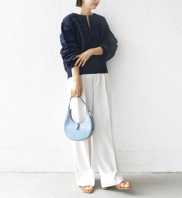 SHIPS for women「【WEB限定】〈洗濯機可能〉2WAY フラワー ジャカード ハーフ ジップ プルオーバー」|ニット・セーター|