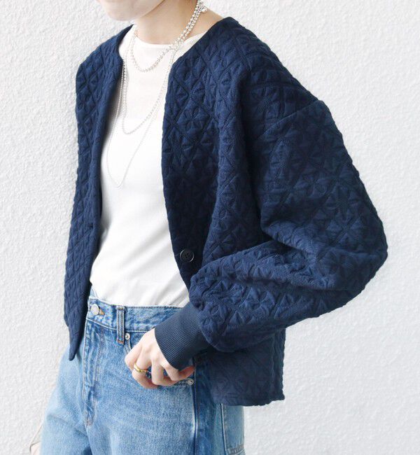 SHIPS for women「【WEB限定】〈手洗い可能〉キルティング ジャカード カーディガン」|カーディガン|