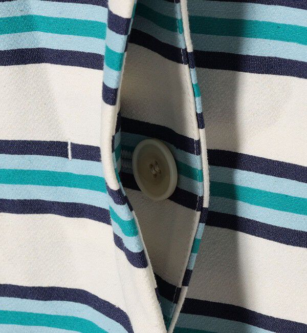 SHIPS any「SHIPS any:キャンバス ボーダー コクーン ノーカラー コート」|ノーカラーコート|