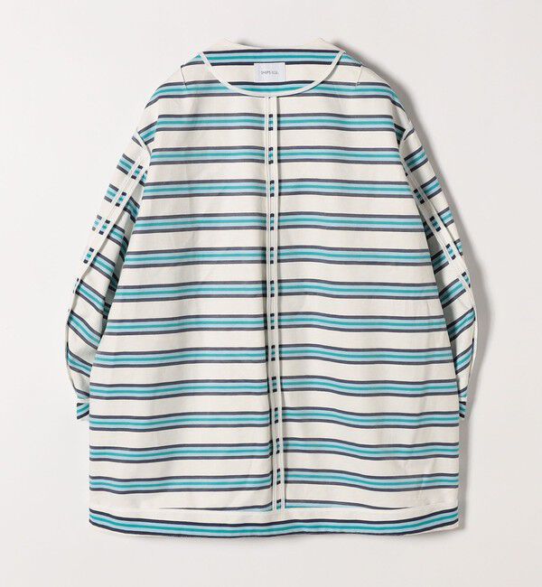 SHIPS any「SHIPS any:キャンバス ボーダー コクーン ノーカラー コート」|ノーカラーコート|