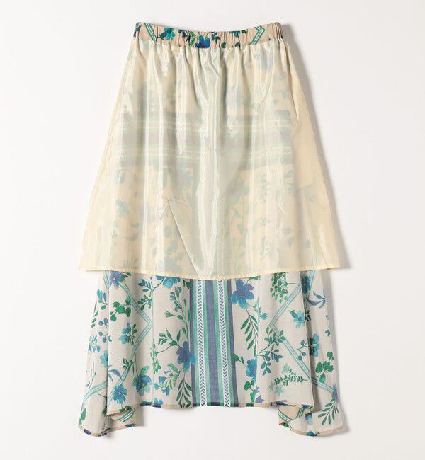 quaranciel「quaranciel: SPRINTEX フラワーパネル柄 スカーフ フレア スカート」|スカート|